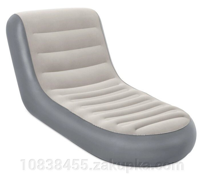 Велюрове надувне крісло Лежак BESTWAY 75064 Розміри 165 x 84 x 79 см Сіре від компанії Мір товарів - фото 1