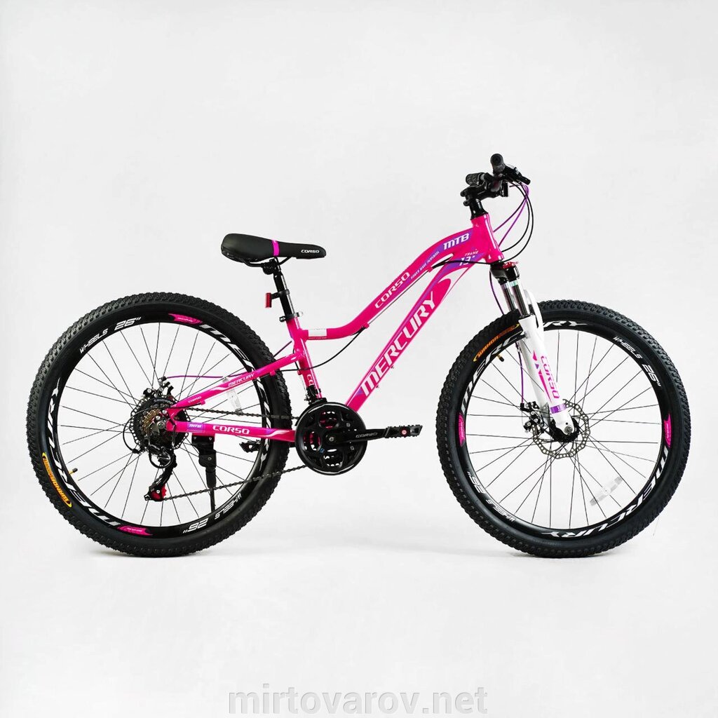 Жіночий спортивний велосипед 26 дюймів із заниженою рамою Corso "Mercury" MR-26360 алюмінієвий, 21 швидкість від компанії Мір товарів - фото 1