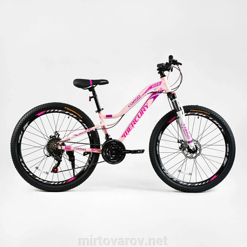 Жіночий спортивний велосипед 26 дюймів із заниженою рамою Corso "Mercury" MR-26810 алюмінієвий, 21 швидкість від компанії Мір товарів - фото 1