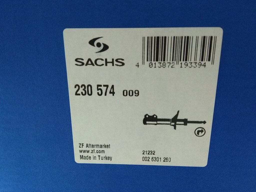 Амортизатор Astra G передній. (газ-масло), SACHS (230 574) правий (0344050) від компанії Автосклад - фото 1