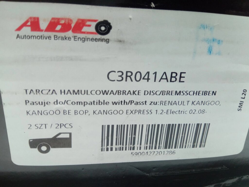 Диск гальмівний Kangoo D280 мм, ABE (C3R041ABE) вентильовані 1 шт (7701209839) від компанії Автосклад - фото 1