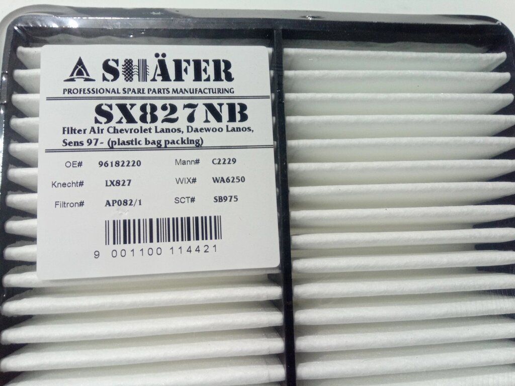 Фільтр повітряний Lanos, SHAFER (SX827NB) 96182220 від компанії Автосклад - фото 1