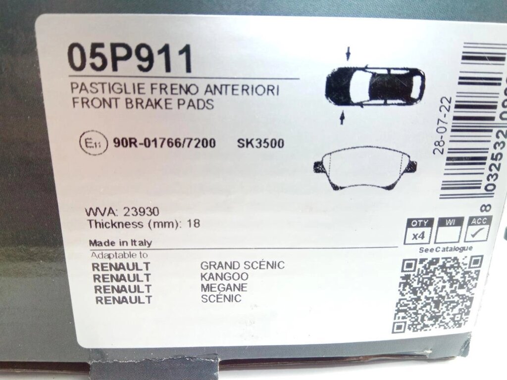 Колодки передні гальмівні Megane II/Scenic II, LPR (05P911) (410608713R) від компанії Автосклад - фото 1