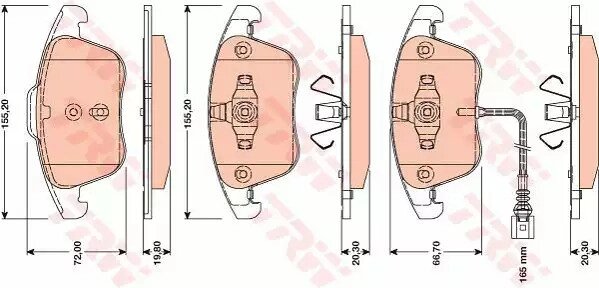 Колодки передні гальмівні VAG, TRW (GDB1762) (5N0698151) від компанії Автосклад - фото 1