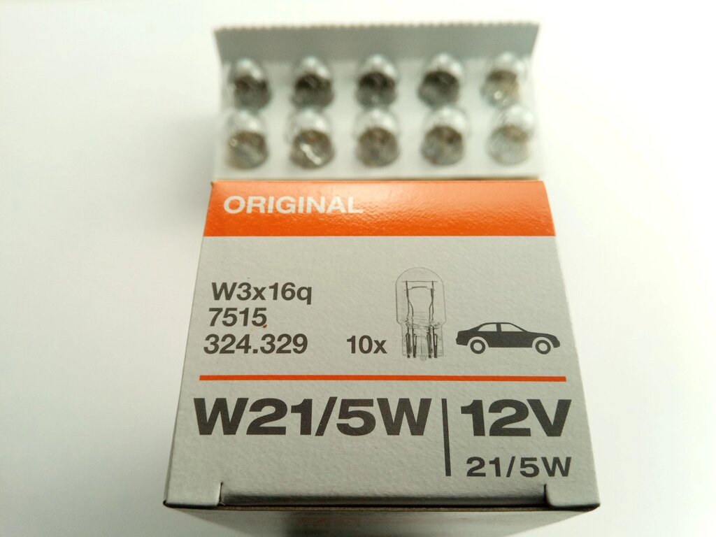 Лампа бесцокольная OSRAM 12V W21/5W (7515) (10 шт. в уп.) (997008215) цена за 1 шт від компанії Автосклад - фото 1