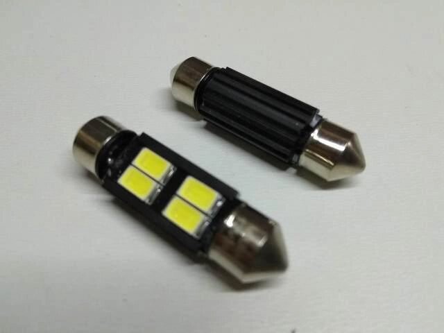 Лампа светодиод с/ц  МАЯК (12T11/BLK06/2BL) 12V C5W 36 мм AC  4SMD (57 х 30) белая/пара від компанії Автосклад - фото 1