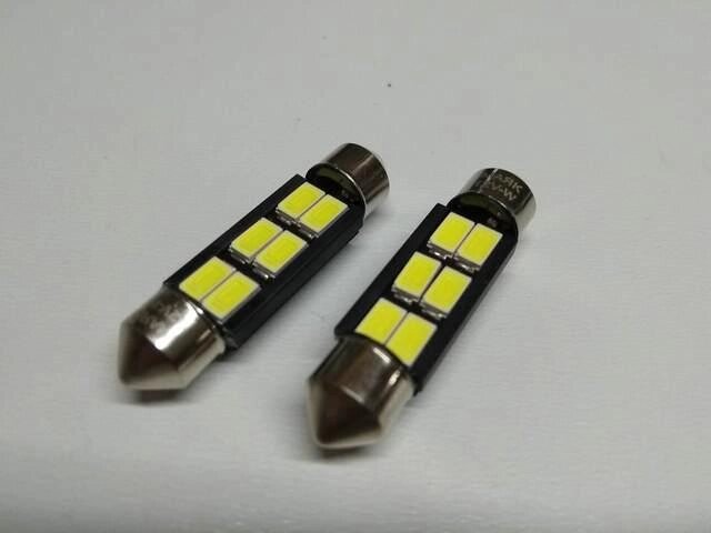 Лампа светодиод с/ц  МАЯК (12T11/BLK07/2BL) 12V C5W 39 мм AC  6SMD (57 х 30) белая/пара від компанії Автосклад - фото 1