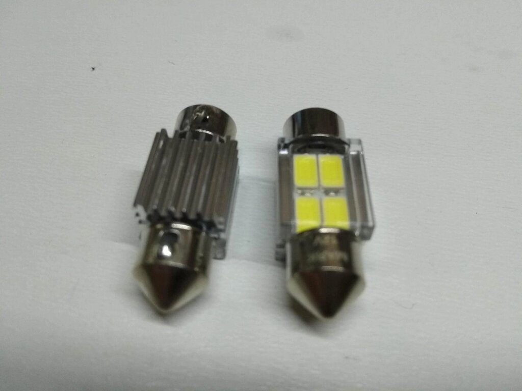 Лампа светодиод с/ц  МАЯК (12T11x36/SW11/2BL) 12V C5W 36 мм AC  4SMD (57 х 30) белая/пара від компанії Автосклад - фото 1