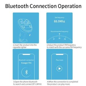 Зарядное устройство USBх2, Essager Bluetooth 5,0, fm-передатчик (951801)