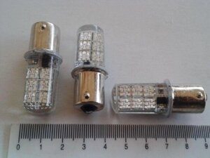 Лампа светодиод с/ц 12V P21W 1156 12SMD (50 х 50) в силиконе красная