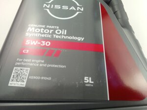 Масло моторное 5W-30 синтетическое NISSAN Motor Oil C3 5л (KE900-91043)