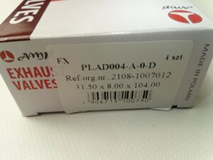 Клапан ВАЗ 2108, AMP (PLAD004) випуск 4 шт. (2108-1007012)