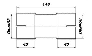 З'єднувач труб вихлопної системи під хомут 60/60 мм CBD (TRS6060)