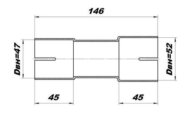 З'єднувач труб вихлопної системи під хомут 45/50 мм CBD (TRS4550) від компанії Автосклад - фото 1