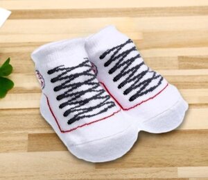 Дитячі шкарпетки кросівки білі 0-12 місяців