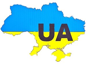 Наклейка на склі - карта України з написом UA 130 * 90 мм