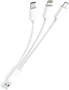 Кабель 3V1 micro USB / iPhone / TYPE C 20см