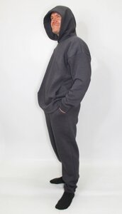 Спортивний чоловічий теплий костюм на флісі, графіт, 46