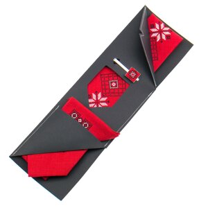 Вишита краватка з хустинкою та затискачем №852