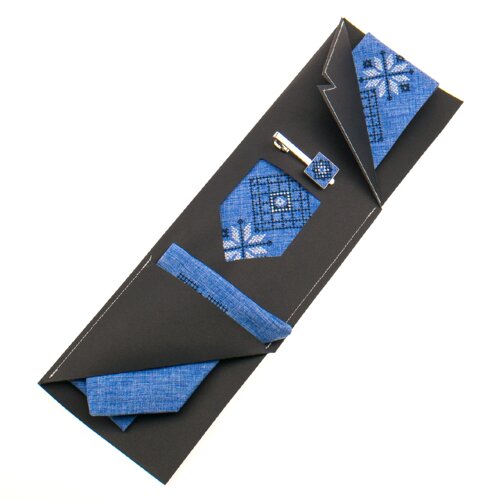Вишита краватка з хустинкою та зажимом №864