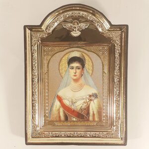 Ікона Олександра Федорівна свята імператриця, лік 10х12 см, у пластиковій чорній рамці