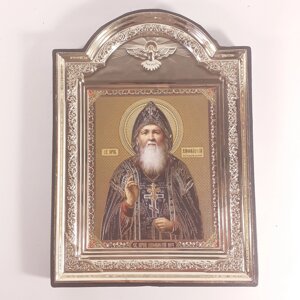 Ікона Амфілохію Почаївському святому преподомному, лик 10х12 см, у пластиковій чорній рамці