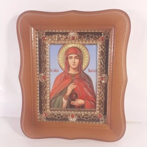 Ікона Анастасія свята великомучениця, лик 10х12 см, у світлому дерев'яному кіоті з камінням