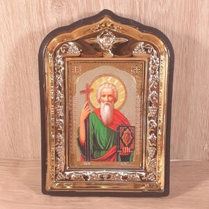 Ікона Андрій Первозваний святий апостол, лик 10х12 см, у пластиковій чорній рамці