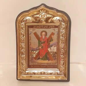 Ікона Андрій Первозваний святий апостол, лик 6х9, у пластиковій чорній рамці