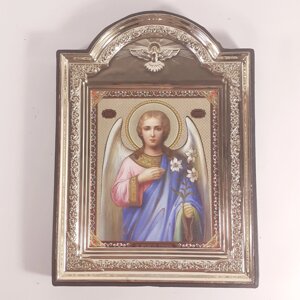 Ікона Архангел Гавриїл святий, лик 10х12 см, у пластиковій чорній рамці