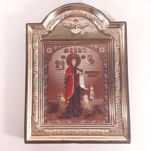 Ікона Боголюбська Пресвятої Богородиці, лик 10х12 см, у пластиковій чорній рамці