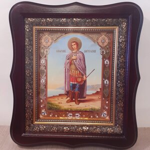 Ікона Дмитро Солунський святий великомученик, лик 15х18 см, у темному дерев'яному кіоті