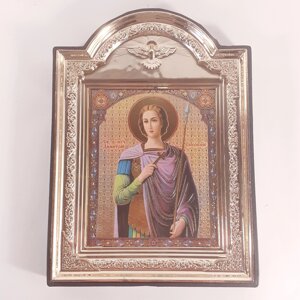 Ікона Дмитро Солунський святий великомученик, лик 10х12 см, у пластиковій чорній рамці