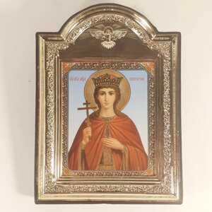 Ікона Катерина свята великомучениця, лик 10х12 см, у пластиковій чорній рамці