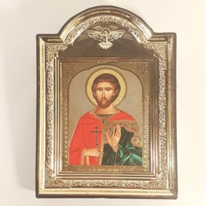 Ікона Євгеній святий мученик, лик 10х12 см, у пластиковій чорній рамці