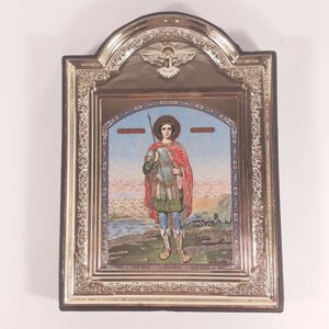 Ікона Георгія Побідоносця святого, лик 10х12 см, у пластиковій чорній рамці