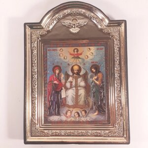 Ікона Ісус Христос Цар Слави, лик 10х12 см, у пластиковій чорній рамці