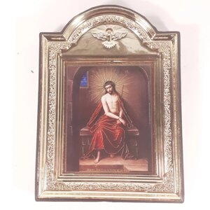 Ікона Ісус Христос у терновому вінці, лик 10х12 см, у пластиковій чорній рамці