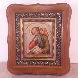 Ікона Іоанн Богослов святий Апостол та Євангеліст, лик 10х12 см, у світлому дерев'яному кіоті