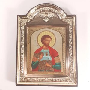 Ікона Іоанн воїн святий, лик 10х12 см, у пластиковій чорній рамці