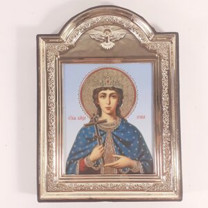 Ікона Ірина свята великомучениця, лик 10х12 см, у пластиковій чорній рамці