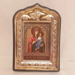 Ікона Іверська Пресвята Богородиця, лик 10х12 см , у пластиковій чорній рамці