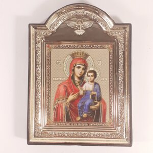 Ікона Іверська Пресвята Богородиця, лик 10х12 см, у пластиковій чорній рамці