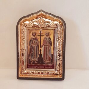 Ікона Костянтин та Олена святі, лик 6х9, у пластиковій чорній рамці