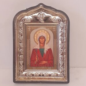 Ікона Лариса свята великомучениця, лик 6х9, у пластиковій чорній рамці