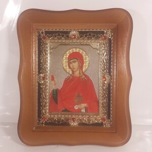 Ікона Марії Магдалині рівноапостольної, лик 10х12 см, у світлому дерев'яному кіоті з камінням