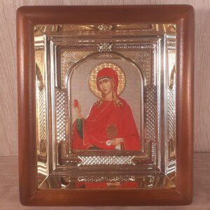 Ікона Марії Магдалині рівноапостольній, лик 10х12 см, у світлому прямому дерев'яному кіоті з арочним багетом