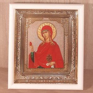 Ікона Марії Магдалині святій мироносиці рівноапостольній, лик 10х12 см, у білому прямому дерев'яному кіоті