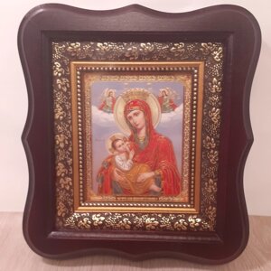 Ікона Млекопітательниця Пресвята Богородиця, лик 10х12 см, у темному дерев'яному кіоті