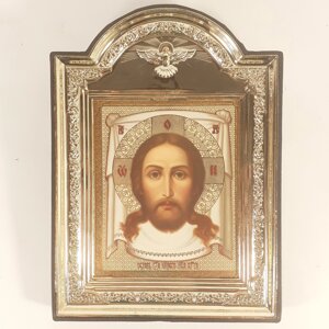 Ікона Нерукотворний образ Ісуса Христа, лик 10х12 см, у пластиковій чорній рамці